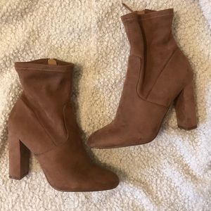 Steve Madden Brown Suede Block Heel Ankle Boots